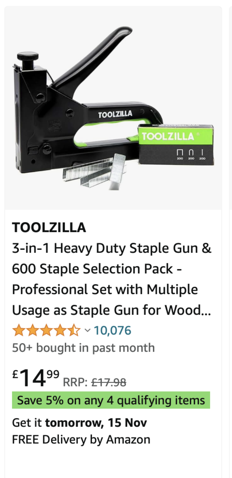 RAW RETURN - Toolzilla 3-in-1 Special Ed Heavy Duty Staple Gun