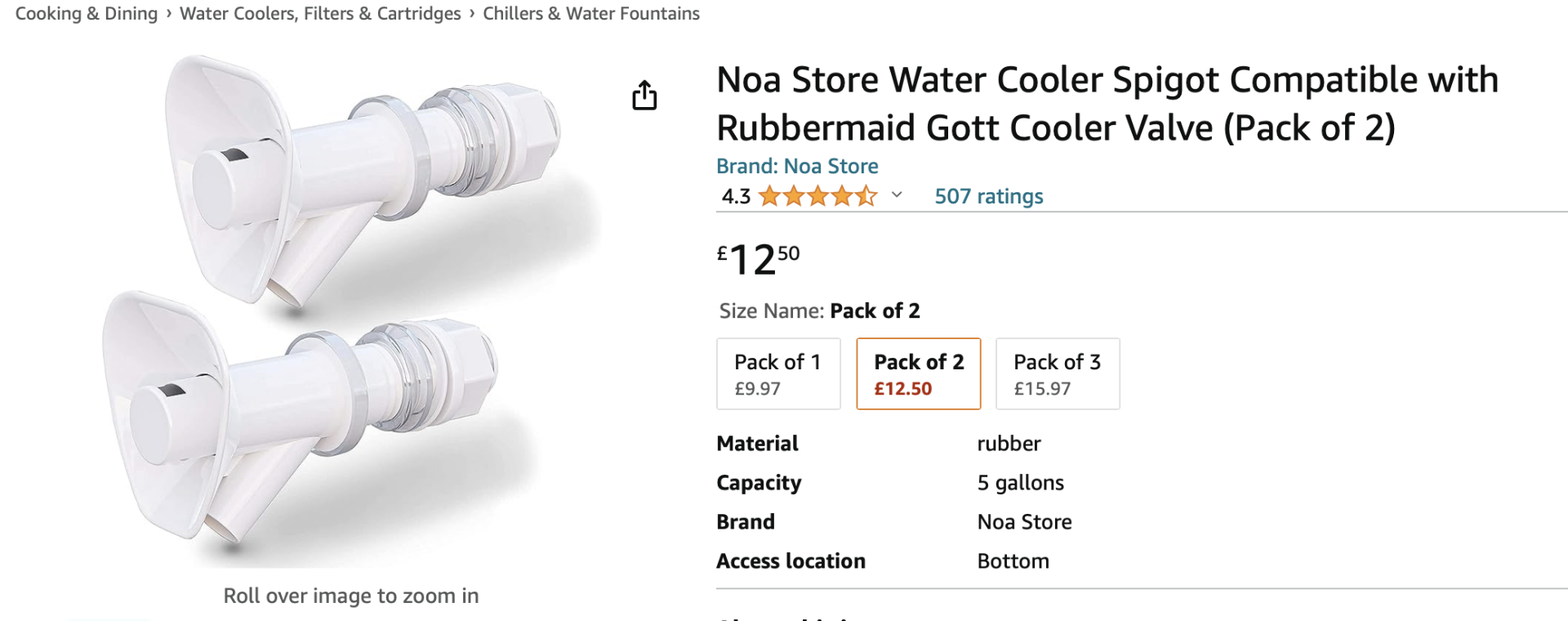 10 x NoaStore Water Cooler Spigot (2pk)  - (NEW) - RRP Â£125 !