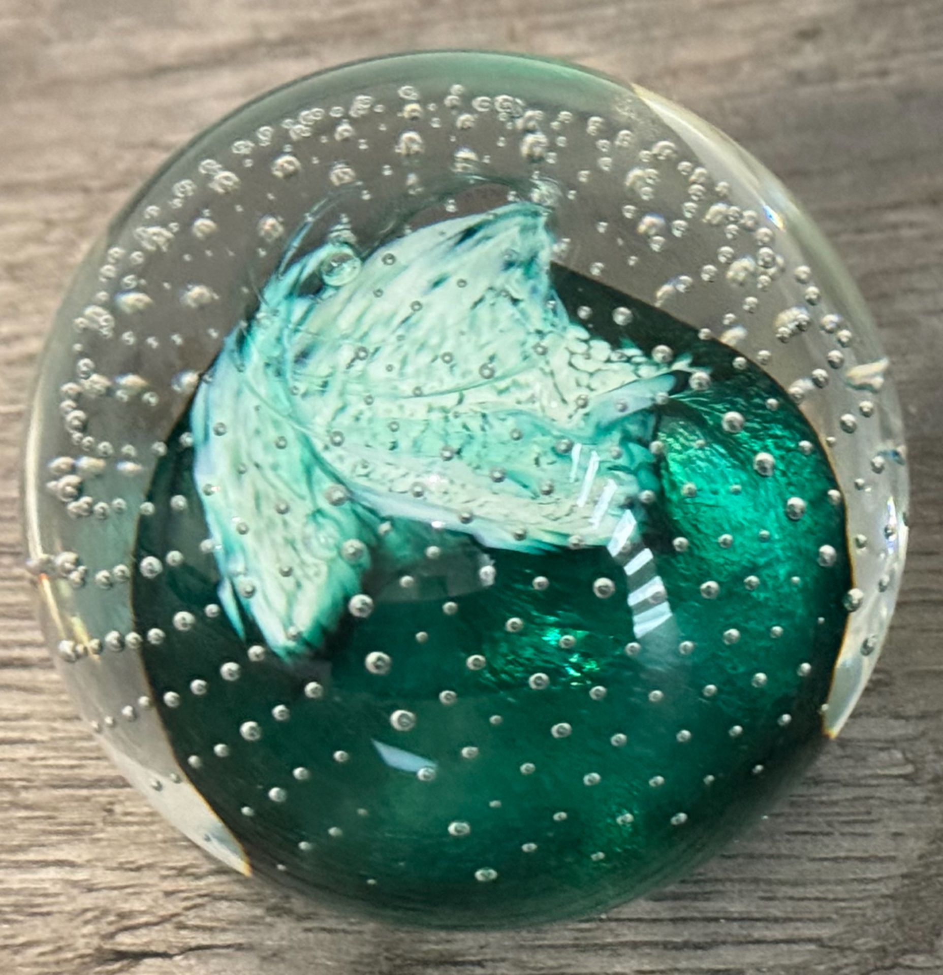 Caithness Scotland Cauldron Aqua Clear Glass Art 3â€ Paperweight in Jade Green - NO VAT !