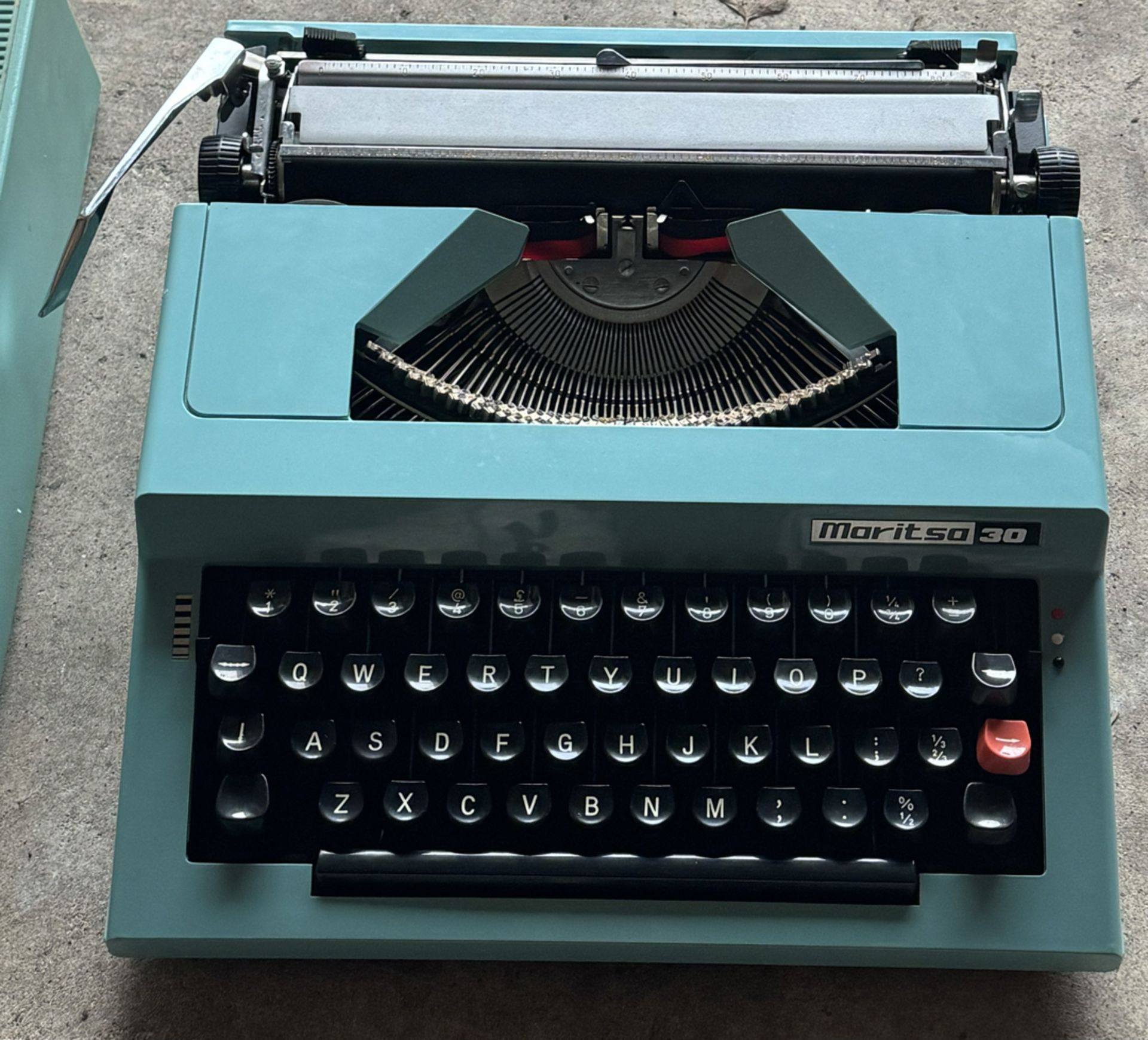 Vintage Blue Maritsa 30 Portable Typewriter in Case - Workshop Find, Untested - NO VAT ! - Bild 2 aus 3