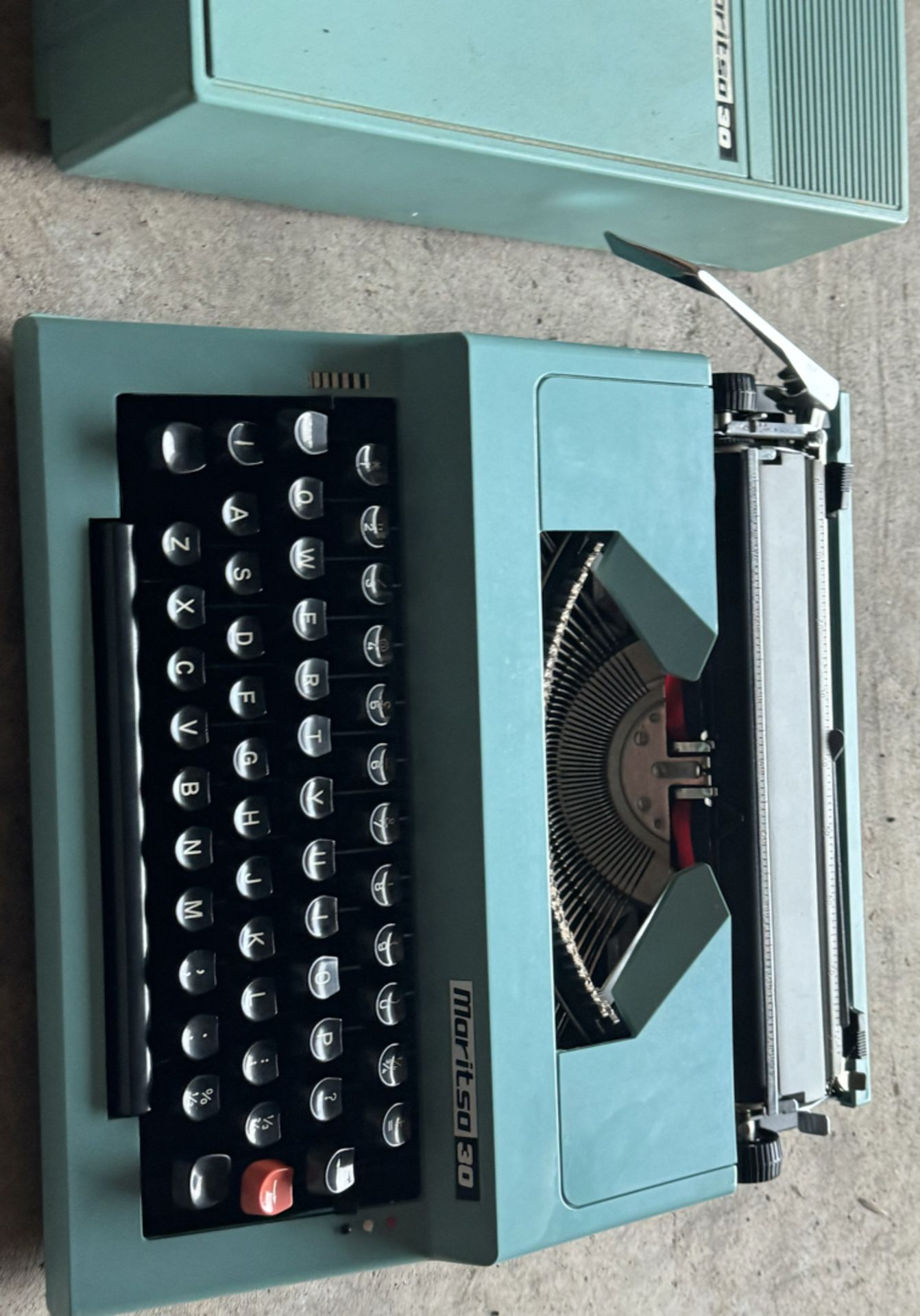 Vintage Blue Maritsa 30 Portable Typewriter in Case - Workshop Find, Untested - NO VAT ! - Bild 3 aus 3