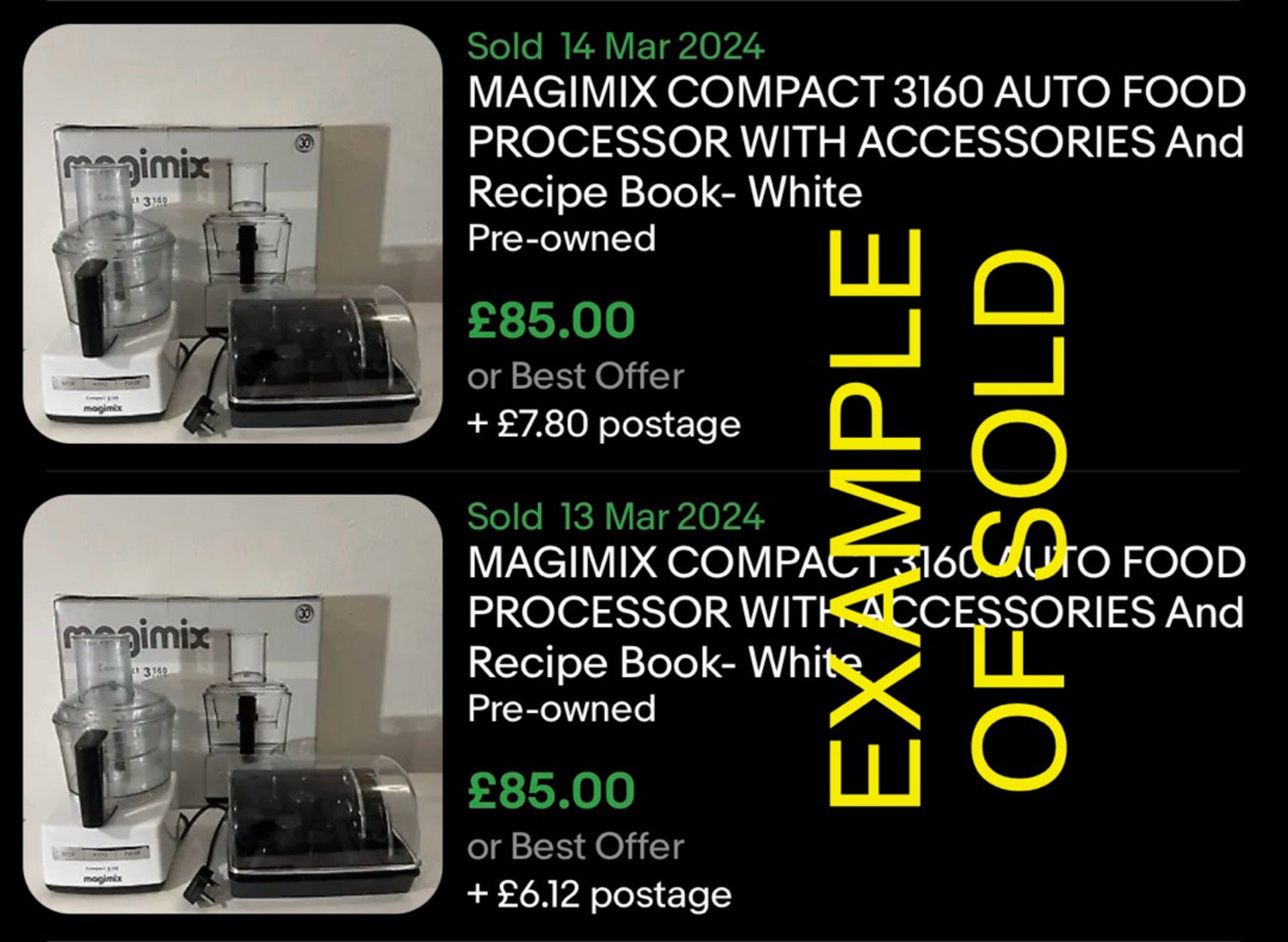 Magimix Compact 3160 Auto Food Processor with Accessories and Recipe Book - Black Model - NO VAT ! - Image 6 of 6