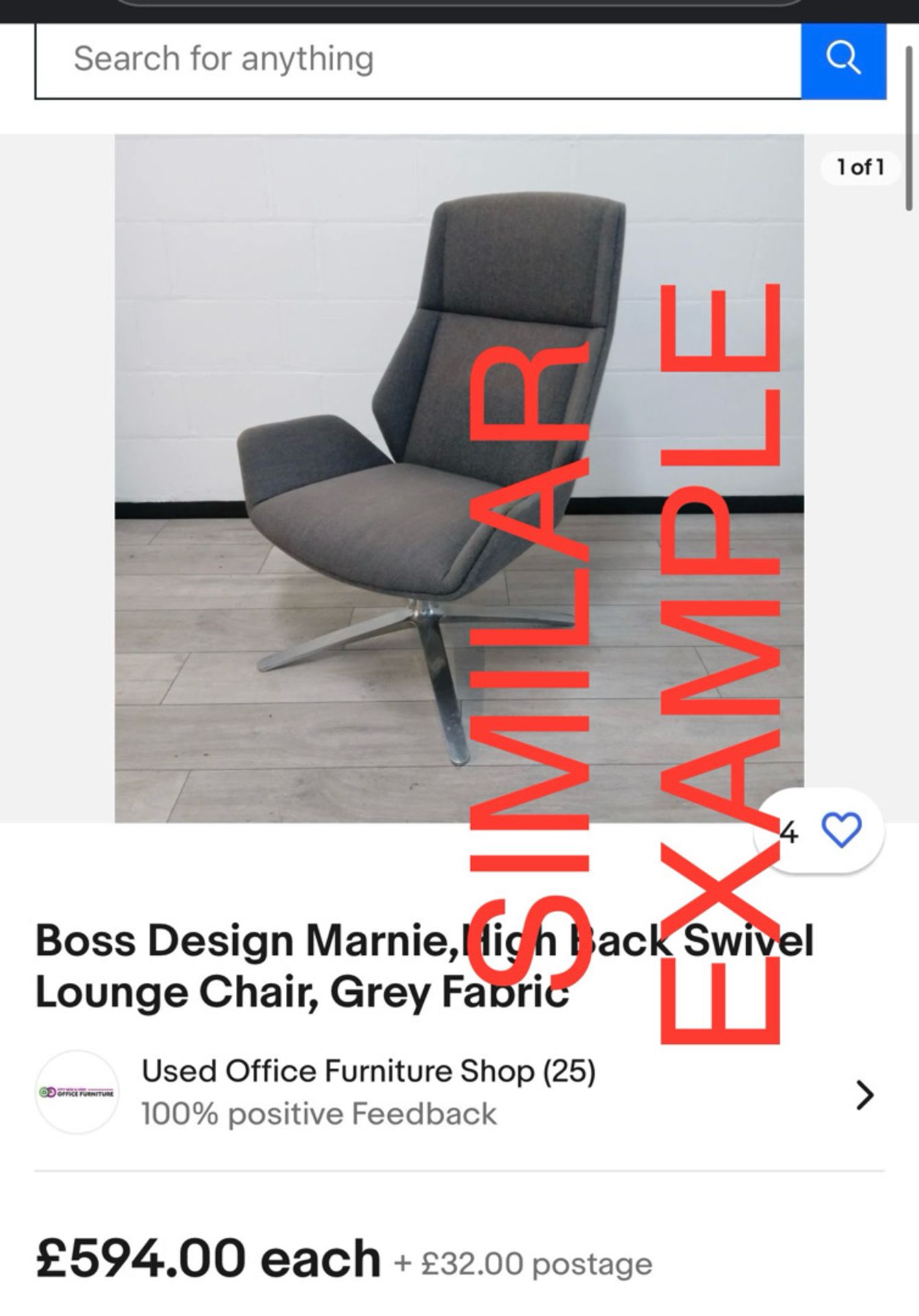 Stunning Designer Boss Design Marnie, High Back Swivel Lounge Chair in Fabric - NO VAT - NEW RRP Â£1 - Image 4 of 4