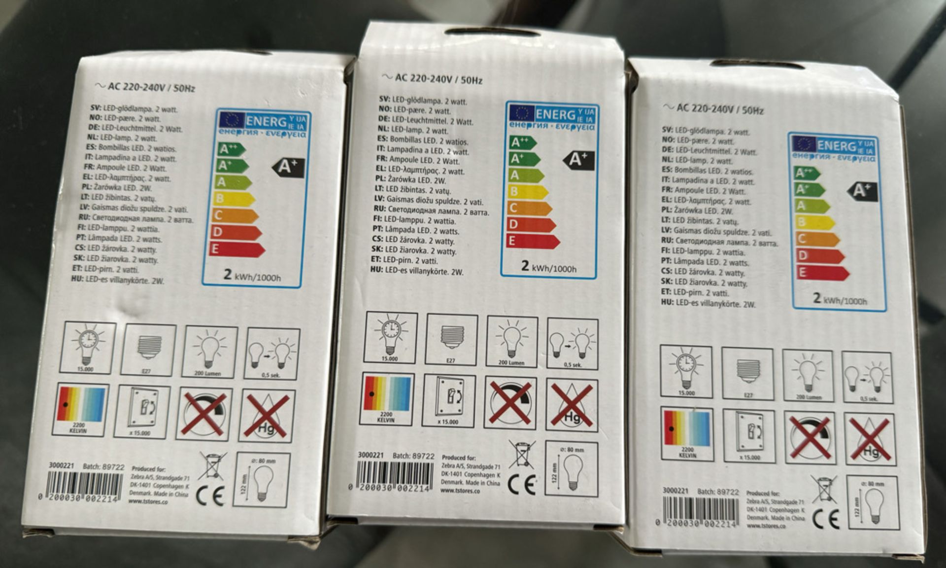 3 x LED Bulbs 2W E27 2200k - NEW & BOXED - Image 2 of 2