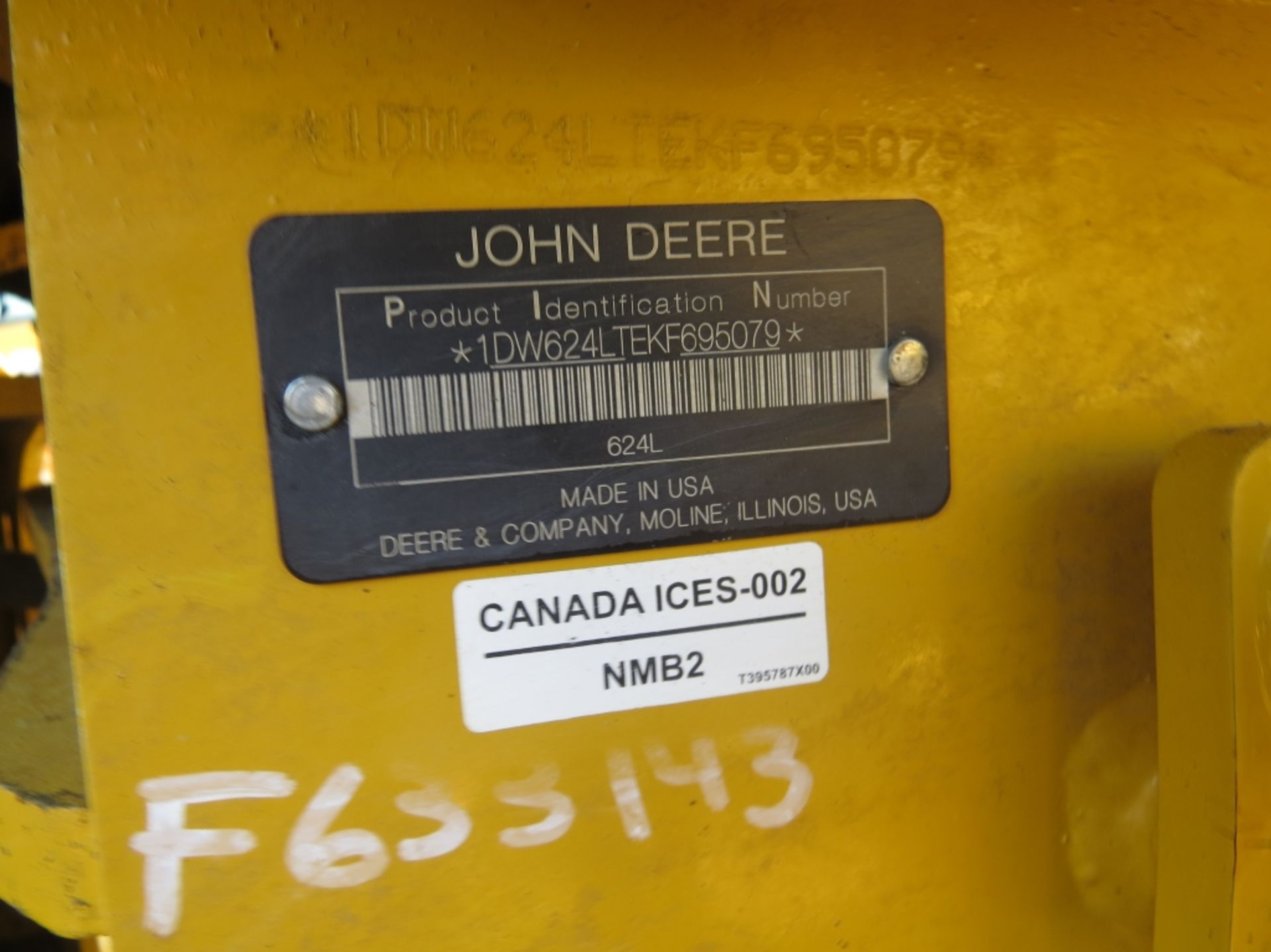 2019 John Deere 624L Loader Cab A/C NO ATTACHMENTS!!! (RAKE SELLING SEPARATE LOT#424) Auxillary - Image 3 of 21