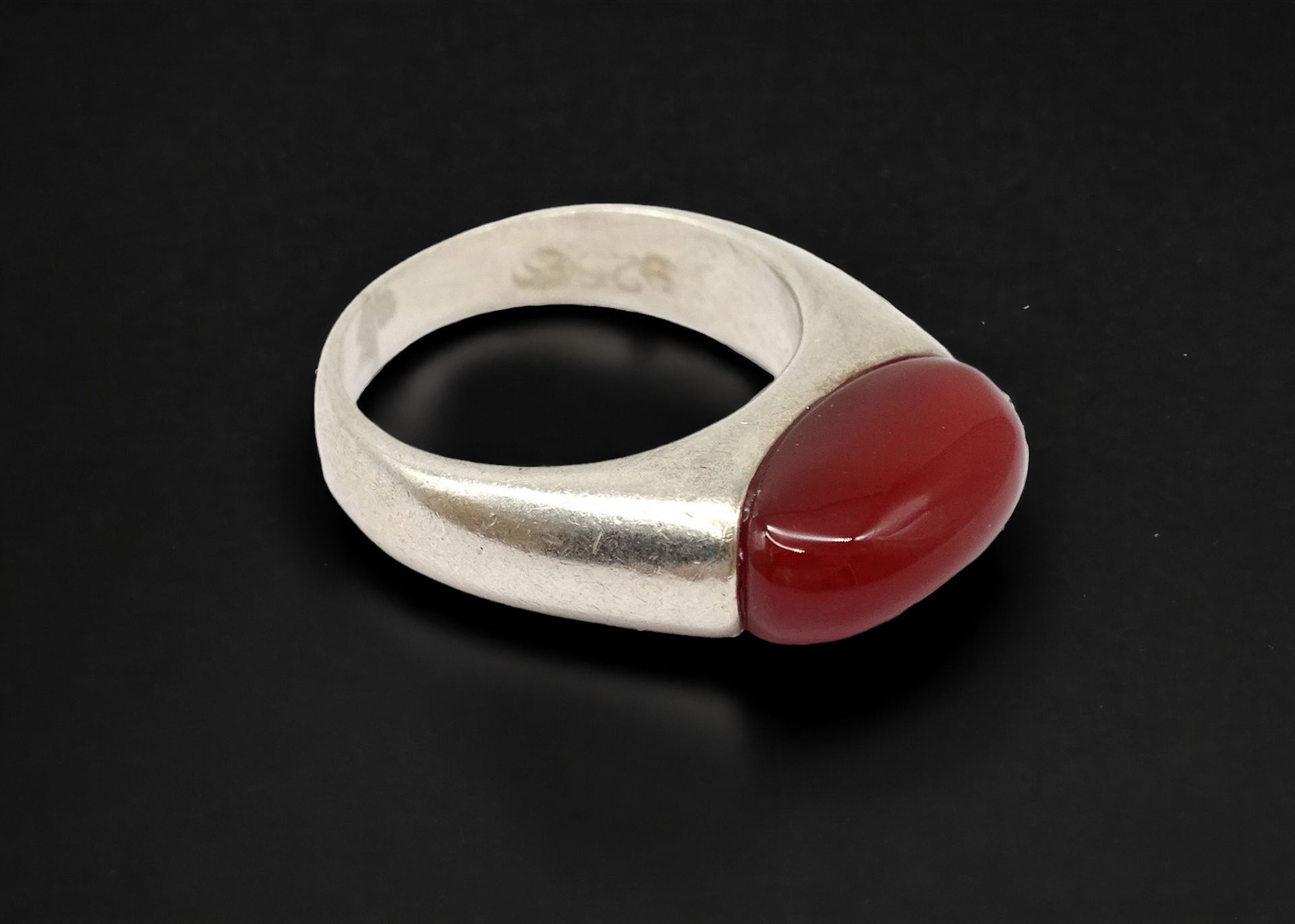 Ring mit Karneol, Silber 925/000, Ringgröße 50, Gewicht 7,5 Gramm