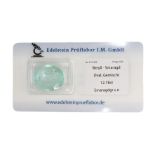 Großer ovaler Smaragd, 12,78 ct., blaues grün - helles grün, 16,93 x 14,74 x 6,94 ct., eingeschweiß