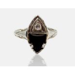 Alter Weißgoldring mit Altschliffdiamant