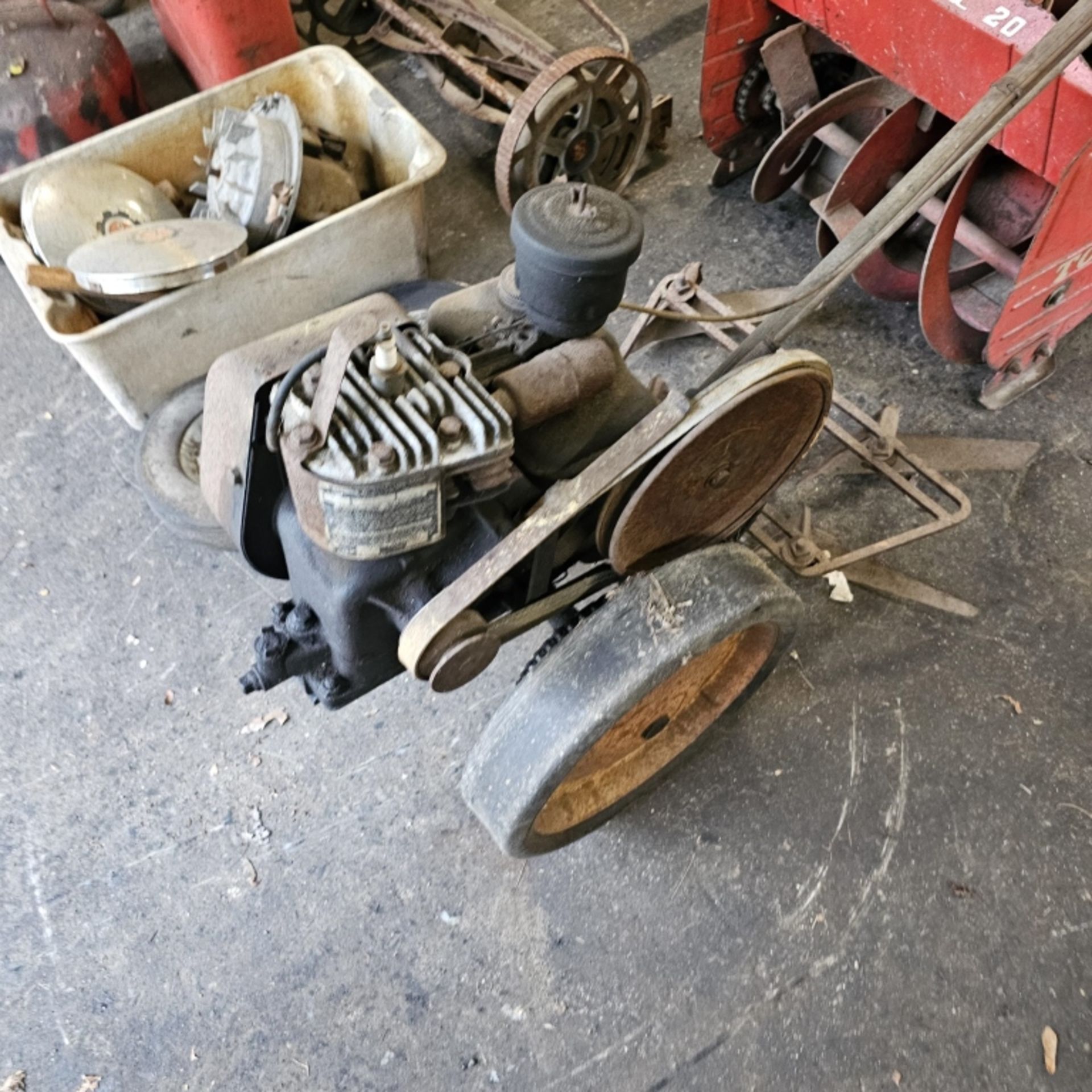 (10 pc) Lot of Antique Mowers, tillers, etc - Image 4 of 5