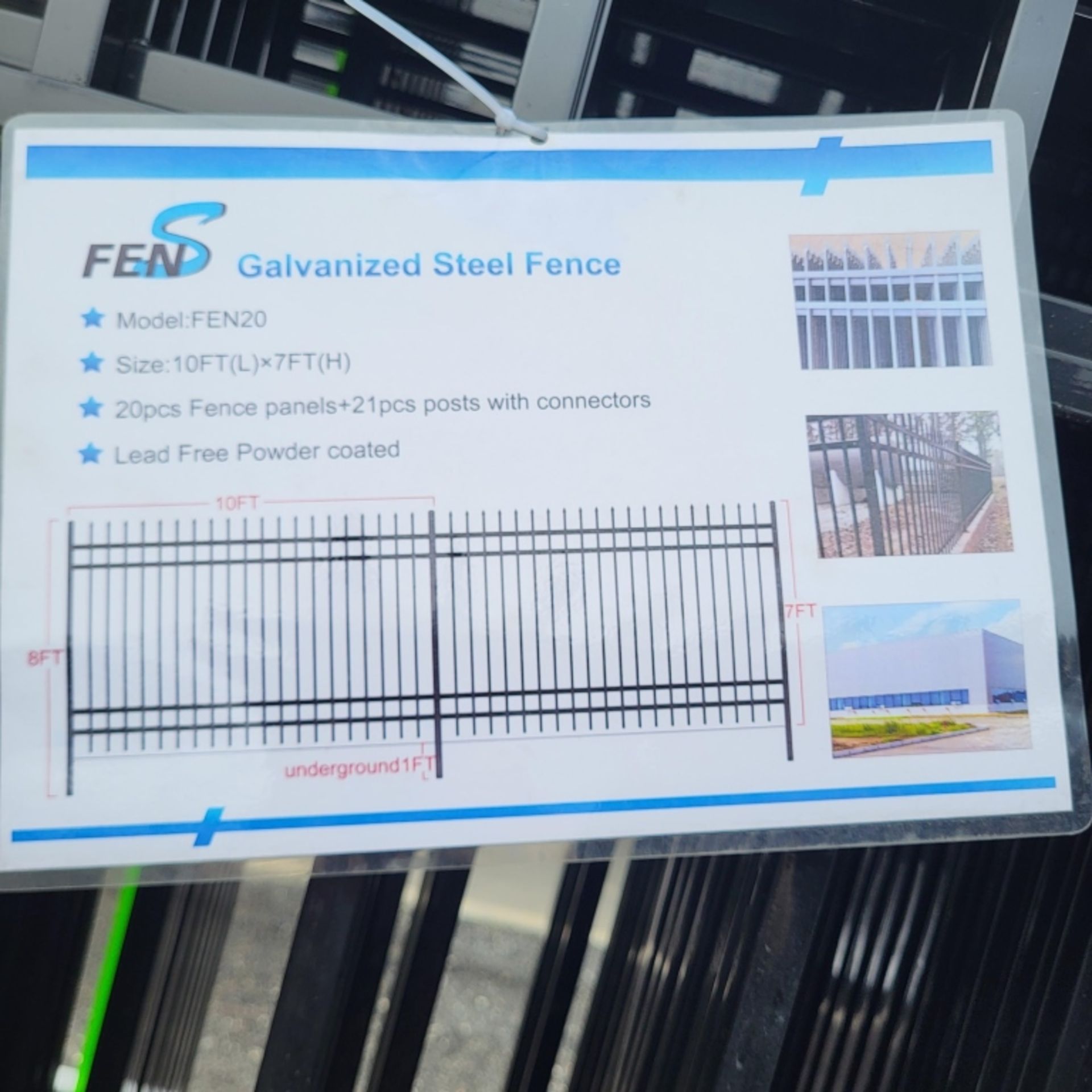 10ft x 7ft galvanized steel fence 20 panels - Image 2 of 2
