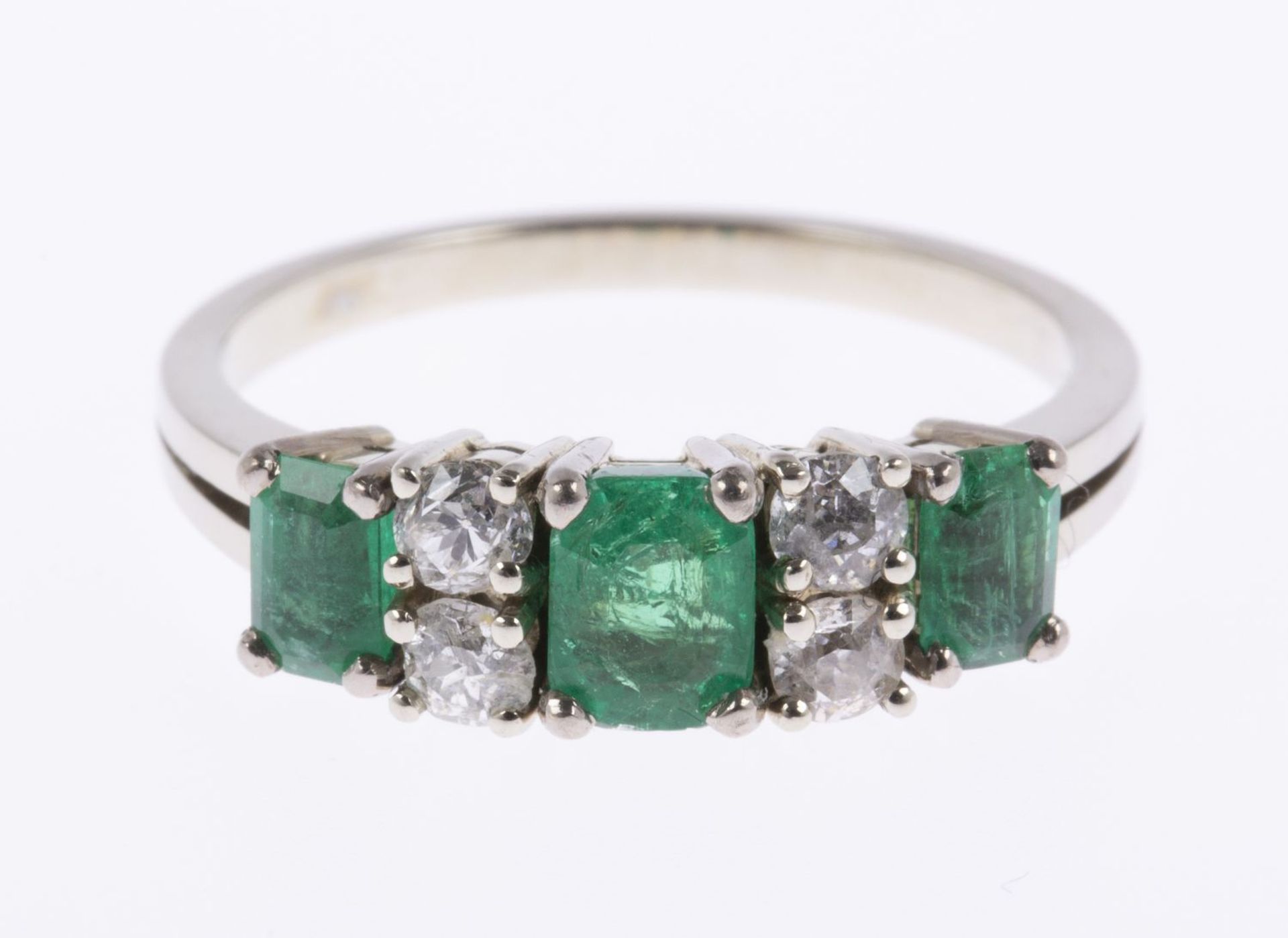 Smaragd-Brillant-Ring Weißgold 750 - Bild 2 aus 3