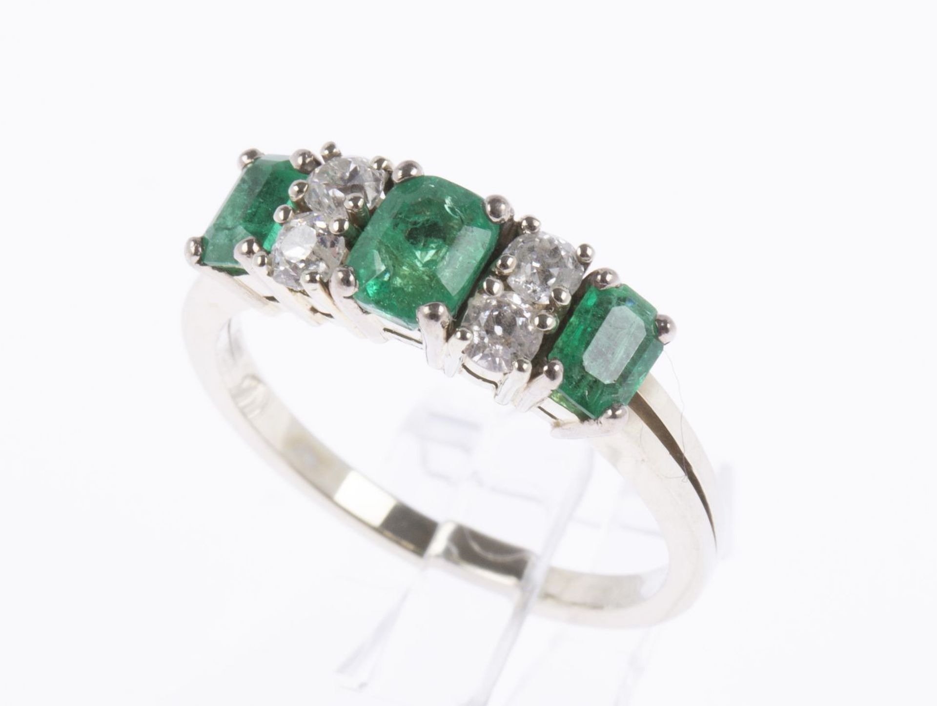 Smaragd-Brillant-Ring Weißgold 750