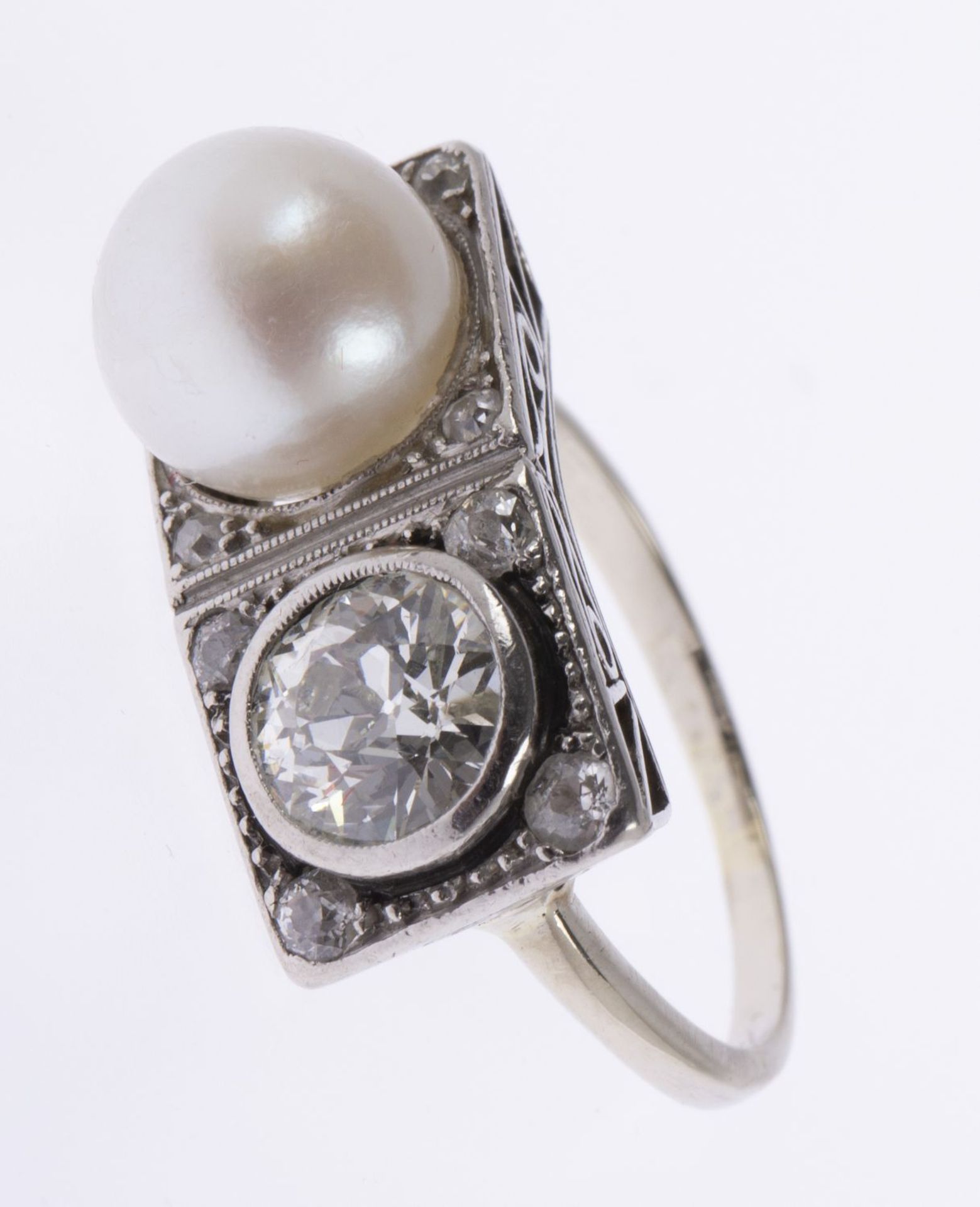 Perl-Diamant-Ring Weißgold 585. - Bild 3 aus 3
