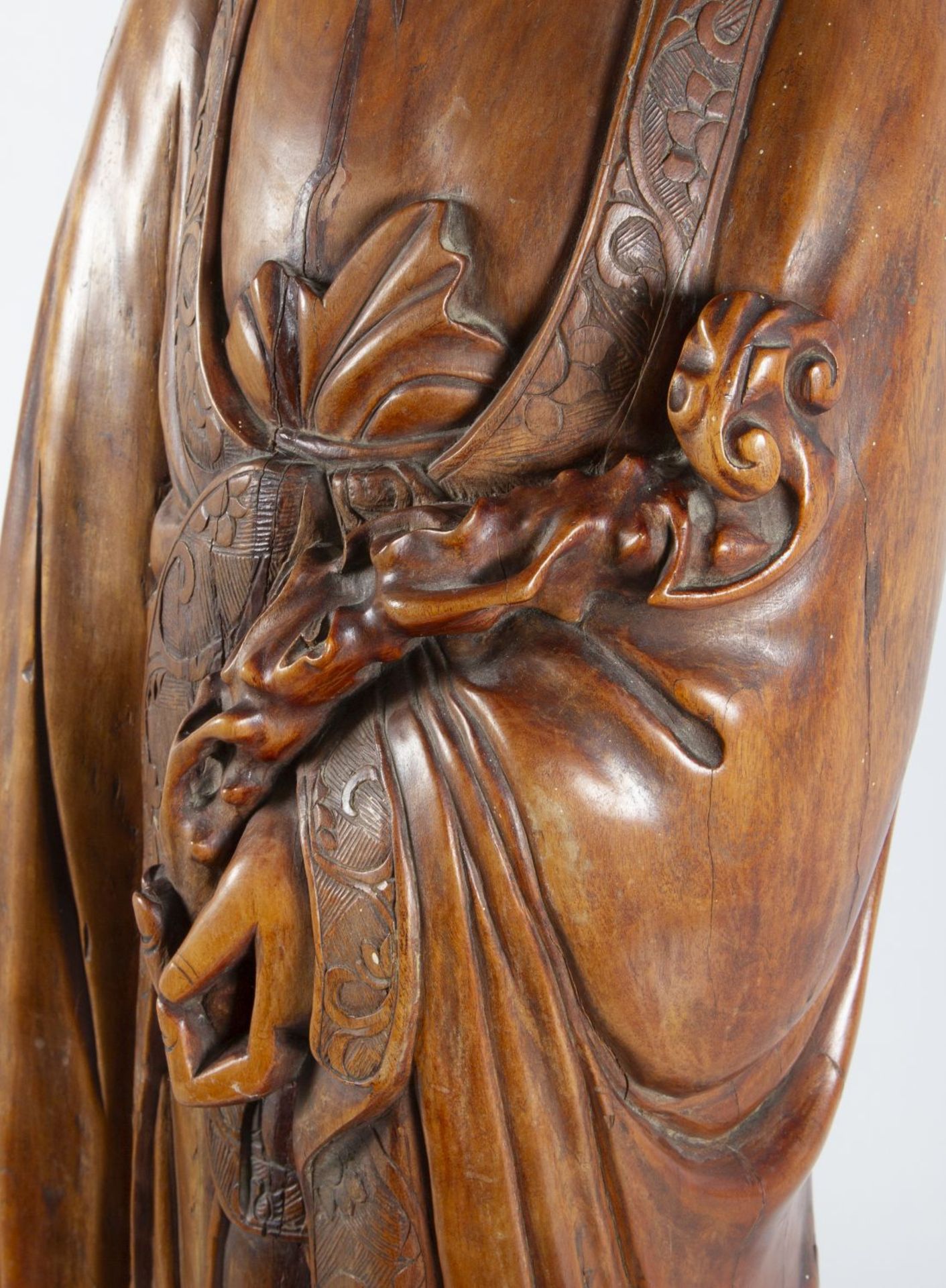 Guanyin Holz, geschnitzt. In stehender - Bild 8 aus 11