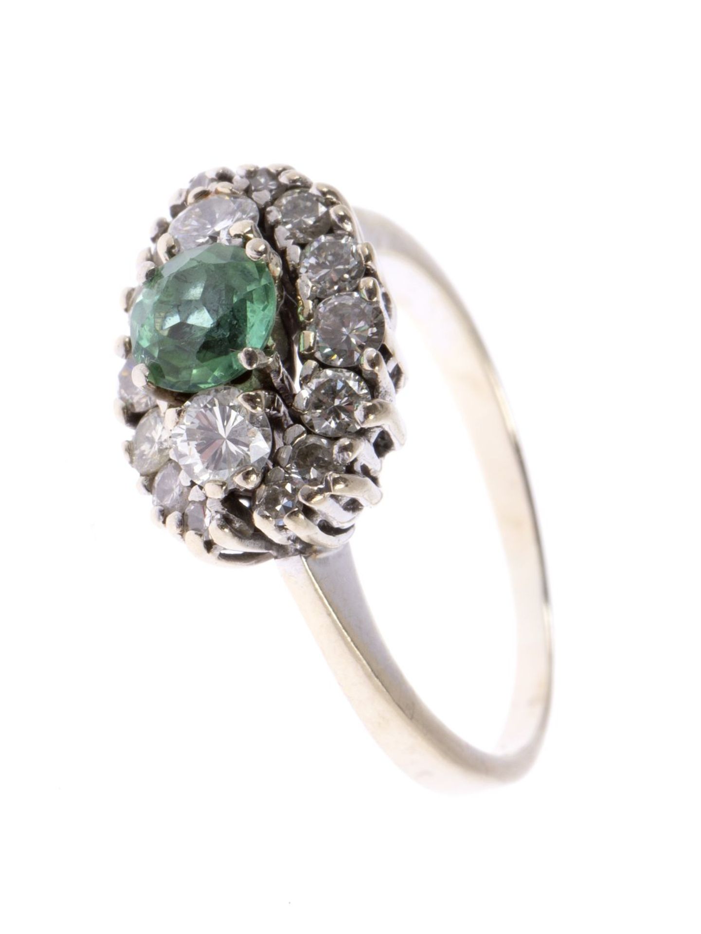 Smaragd-Brillant-Diamant-Ring Weißgold