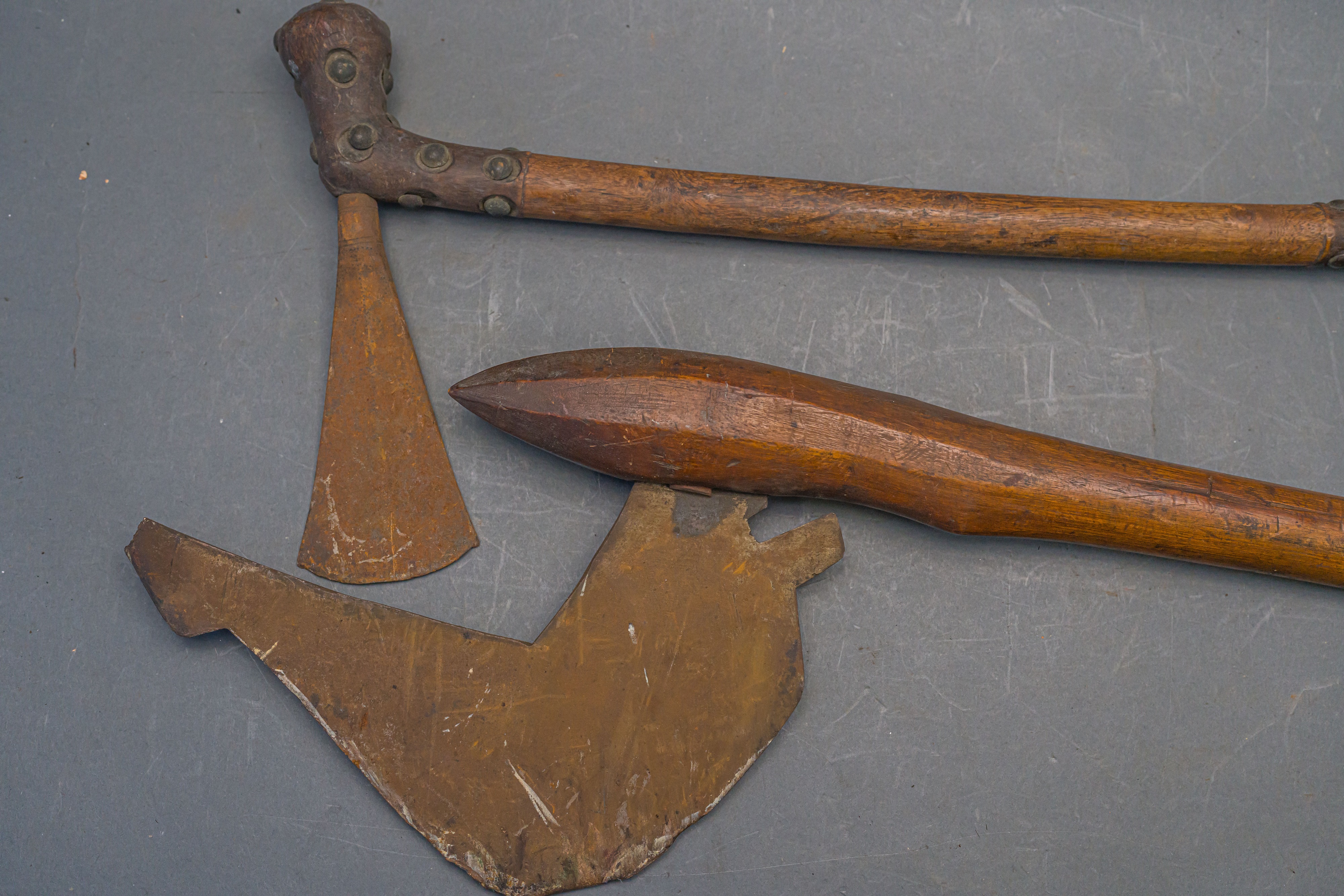 TWO AFRICAN AXES, A BOOMERANG AND A FRENCH MODEL 1816 INFANTRY SHORTSWORD (BRIQUET) - Image 20 of 23