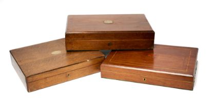THREE WOODEN CASES ADAPTED FOR DUELLING OR OFFICER’S PISTOLS, 19TH CENTURY AND LATER