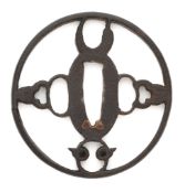 A JAPANESE IRON TSUBA (HAND GUARD) OF MARU GATA (ROUND FORM), CIRCA 1650-1750