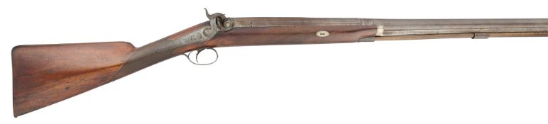 A PERCUSSION SPORTING GUN BY WOOD, WORCESTER, BIRMINGHAM PROOF MARKS, CIRCA 1840-50
