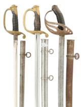 A FRENCH MODEL 1896 CAVALRY SWORD; A FRENCH MODEL 1845 INFANTRY SWORD AND ANOTHER