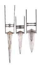 THREE INDIAN DAGGERS (KATAR), 18TH/19TH CENTURIES