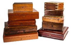 TEN WOODEN CASES ADAPTED FOR TRAVELLING AND POCKET PISTOLS, 19TH CENTURY AND LATER
