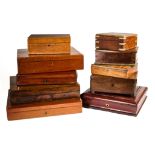 TEN WOODEN CASES ADAPTED FOR TRAVELLING AND POCKET PISTOLS, 19TH CENTURY AND LATER