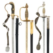 A PRUSSIAN INFANTRY SWORD AND TWO DEGEN, LATE 19TH CENTURY