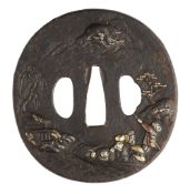 A JAPANESE IRON TSUBA (HAND GUARD) OF MARU GATA (ROUND FORM), CIRCA 1700-1800