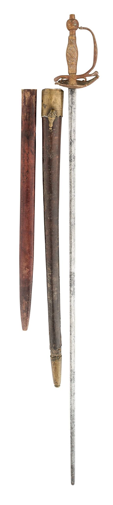 A NORTH EUROPEAN SMALL SWORD AND TWO SCABBARDS