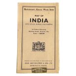 MAP OF INDIA WITH CEYLON, BURMA & BALUCHISTAN. IN CONTOUR COLOURING, SHOWING ROADS, AIRPORTS, ETC.