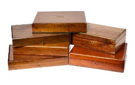 SIX WOODEN CASES ADAPTED FOR TRAVELLING PISTOLS, 19TH CENTURY AND LATER