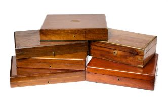 SIX WOODEN CASES ADAPTED FOR TRAVELLING PISTOLS, 19TH CENTURY AND LATER