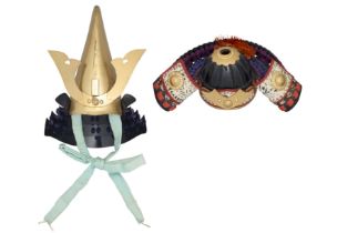 TWO MINIATURE JAPANESE HELMETS, 20TH CENTURY