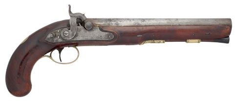 A 16 BORE PERCUSSION OFFICER’S PISTOL BY H. W. MORTIMER, LONDON, GUNMAKER TO HIS MAJESTY, CIRCA 1820