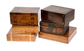 SIX WOODEN CASES ADAPTED FOR TRAVELLING AND POCKET PISTOLS, 19TH CENTURY AND LATER