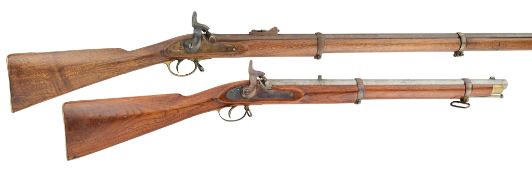 AN INDIAN TWO-BAND PERCUSSION CARBINE, THE LOCK DATED 1857