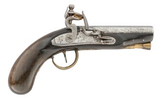 A 24 BORE FLINTLOCK TRAVELLING PISTOL, BIRMINGHAM PROOF MARKS CIRCA 1830