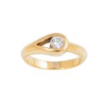 A DIAMOND SOLITAIRE RING, the brilliant cut diamond mounted in yellow metal. Estimated; weight of
