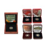 2011/13 5 X IRISH €20 GOLD COIN PROOF SETS, each 0.5 g. of .999 gold. COA & cases, 2011 Celtic