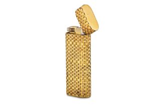 A GOLD 'CARTIER' (PARIS) CIGARETTE LIGHTER, stamped # 08696F Very top testing as 70% Outer section