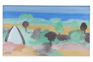 MARKEY ROBINSON (N Irl 1918 - 1999) untitled landscape with cottage, mixed media on board, ca 17.5 x