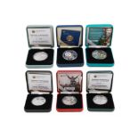 2009/2013 5 X IRISH €15 and 1 x €10 SILVER PROOF 38MM COINS, COA & cases, 28 g. 92.5% silver, 2009