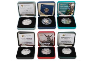 2009/2013 5 X IRISH €15 and 1 x €10 SILVER PROOF 38MM COINS, COA & cases, 28 g. 92.5% silver, 2009