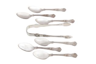 A SET OF MODERN IRISH SILVER KING'S PATTERN TEA SPOONS, 1966, with Sword of Light marks, together