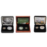 2009 2012/13 3 X IRISH €20 GOLD & €10 SILVER TWO COIN PROOF SETS, 0.999 gold. COA & cases, 2009