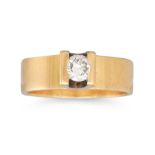 A DIAMOND SOLITAIRE RING, mounted in 9ct gold, by Rudolf Helzel, 8.1 g. Size: R