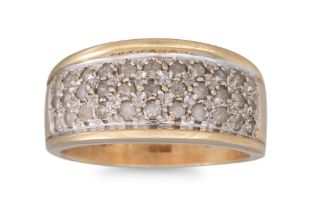 A DIAMOND CLUSTER RING, mounted in yellow gold, size J