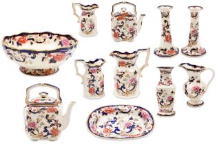 A LATE 20TH CENTURY COLLECTION OF MASONS IRONSTONE ENGLISH "MANDALAY" POTTERY, hand painted over