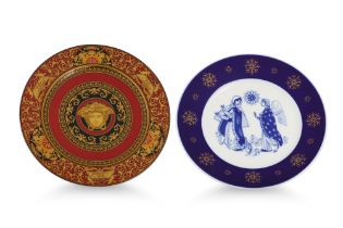 A ROSENTHAL PLATE, designed by Gianni Versace, in a Medusa pattern. Together with a Norwegian